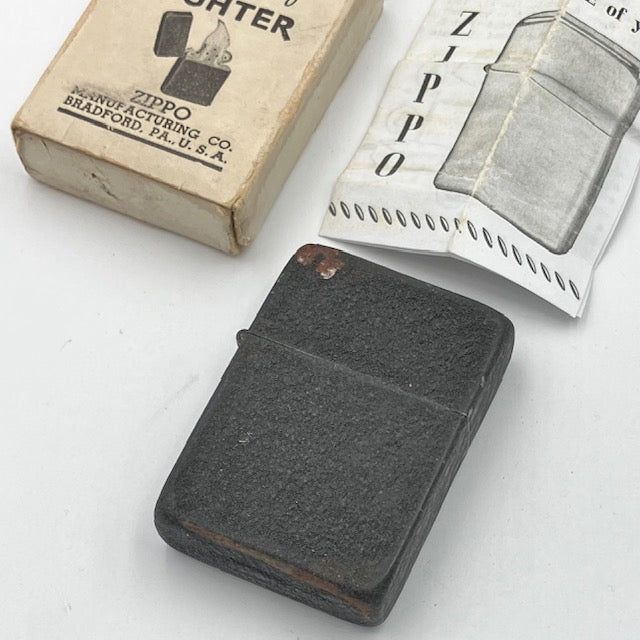 ZIPPO ジッポー ビンテージ 1943年～1945年 ブラッククラックル 3バレル 水平歯 ｜ PAT.2032695 ほぼ未使用 箱・取説付