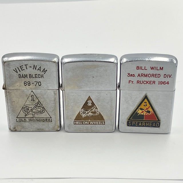 ZIPPO ベトナム 米陸軍 機甲師団（Armored Division）1・2・3 ｜ 3点セット ビンテージ ジッポー ベトナムジッポー 中古 動作確認済み