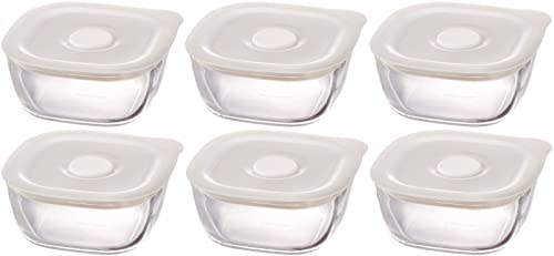 HARIO(ハリオ) 日本製 耐熱ガラス製 密閉保存容器・角 250ml BUONO kitchen KSTM-25-TW 6個セット