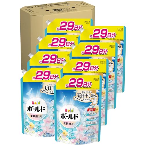 ボールド 柔軟剤入り 洗濯洗剤 液体 爽やかおひさまとフレッシュサボンの香り 詰め替え 960g×8袋 [ケース品]