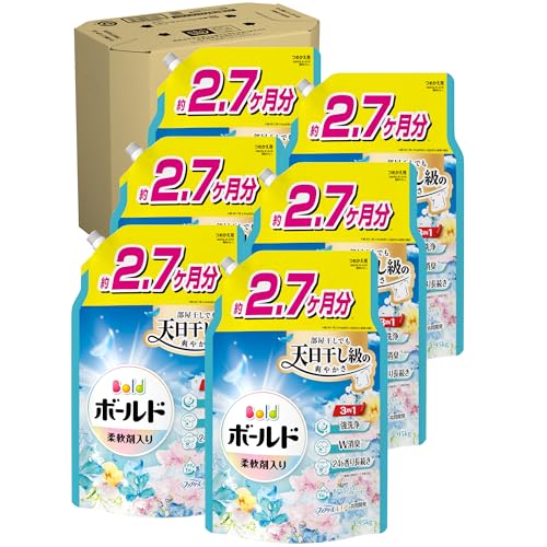 Bold ボールド 柔軟剤入り 洗濯洗剤 液体 爽やかおひさまとフレッシュサボンの香り 詰め替え 1950g&times;6袋 [大容量] [ケース品]｜kichibei