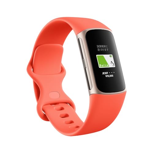 【Suica相応う】Fitbit Charge 6 トラッカー Coral/Champagne Gold [最大限度7昼日なかの乾電池生命現象/GPS搭