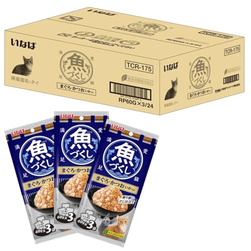 いなば 魚づくし まぐろ・かつお いか入り キャットフード 60g×3袋×24個