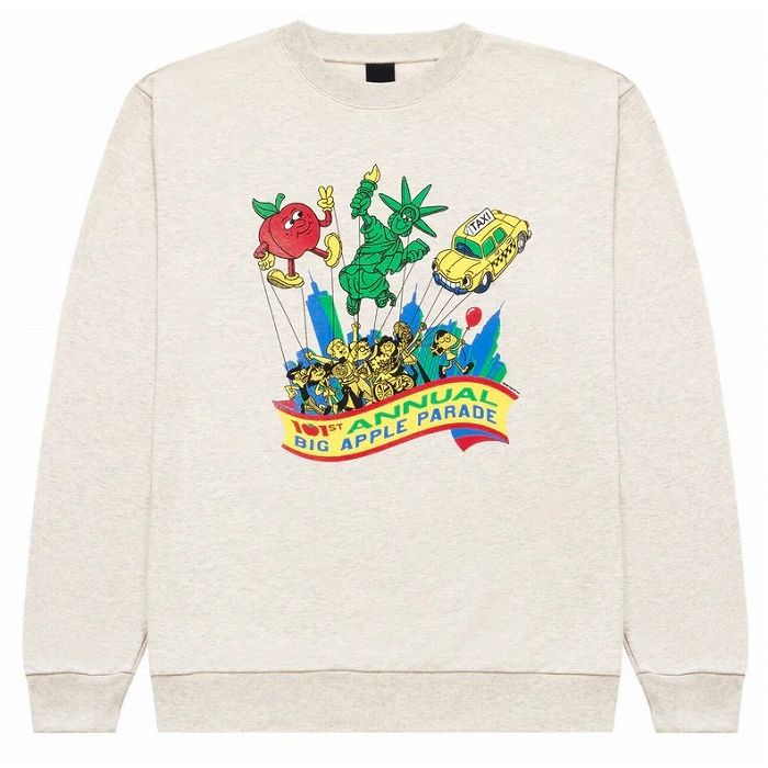 ONLY NY \"BIG APPLE PARADE\"" CREWNECK SWEAT / oatmeal heather  オンリーニューヨーク州 クルーネック・スウェット"