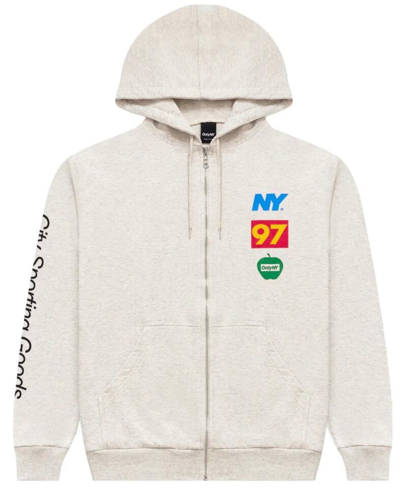 ONLY NY \"LINEUP LONG\"" ZIP-UP SWEAT HOODIE / oatmeal heather  オンリーニューヨーク州 ジップアップ・スウェットフーディー"