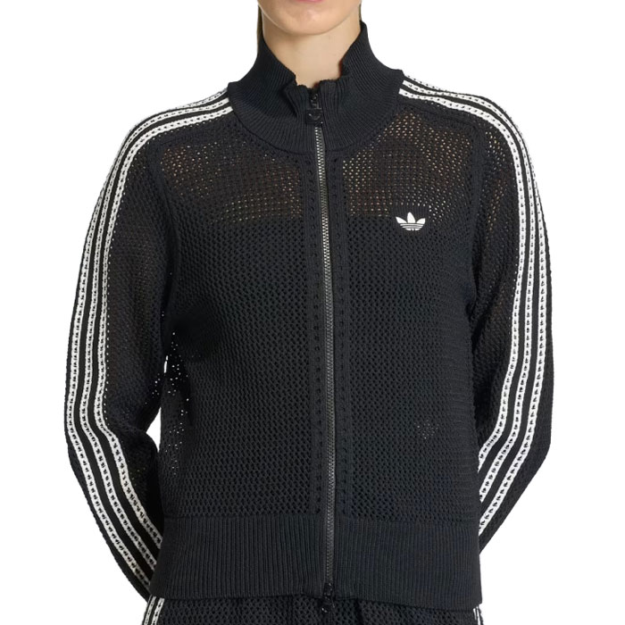 adidas Originals KNITTED CROCHET FIREBIRD TRACK TOP アディダス オリジナルス 編み物 クロシェ ファイヤーバード 貨物自動車とっ始め KC6497 Black【BLK / M・L・XL】 黒いこと ティーシャツ 上衣 遊撃手丈 トレフォイル レディース コート・ジャケット-レディースファッション