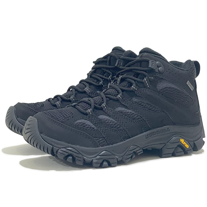 MERRELL メレル モアブ 3 シンセティック ミッド ゴアテックス ウィメンズ MOAB 3 SYNTHETIC MID GORE-TEX 500424 BLACK / BLACK【BLK / 23.0糎-25.0糎】 黒いこと / 黒いこと 透湿 雨合羽 アウトドア トレッキング スニーカー レディース