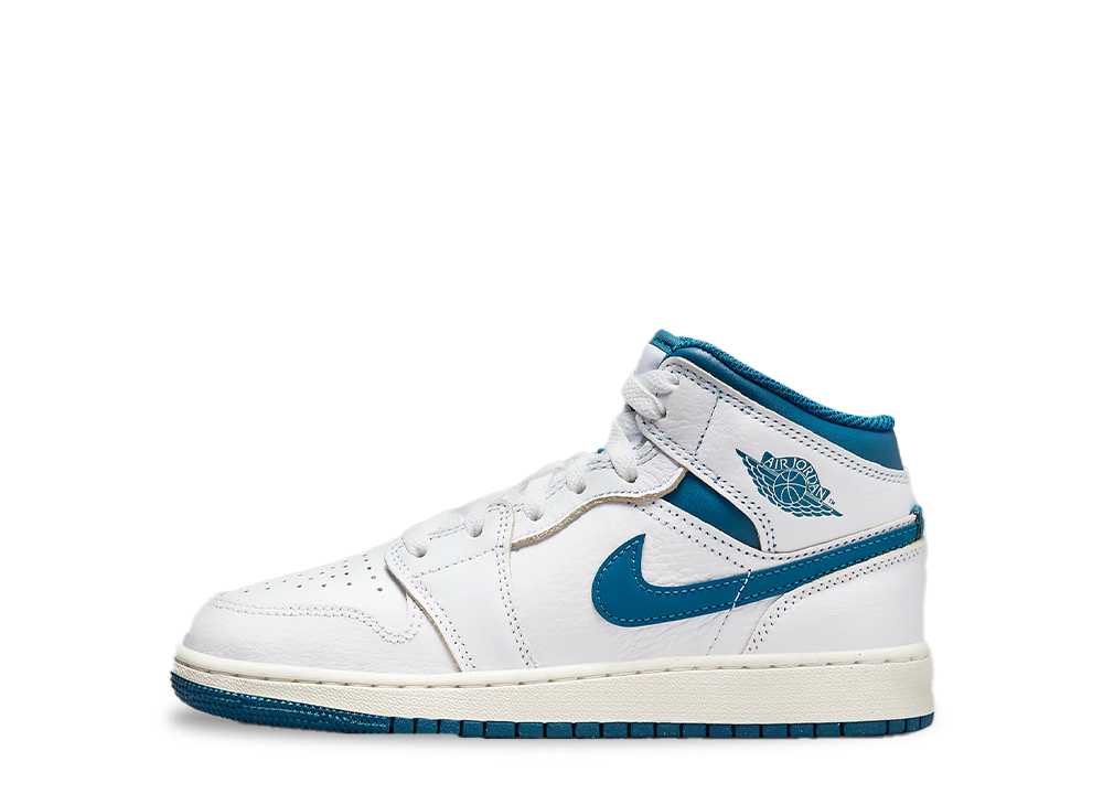 今だけ【1000円クーポン】発行中!!Nike ナイキ GS エアジョーダン1 ミッド SE ホワイト/セイル/インダストリアルブルー ナイキ FN7432-141 大人も履ける キッズモデル ウィメンズ レディース スニーカー ランニングシューズ キッズスニーカー ベビーシューズ 21SN-FN7432-141