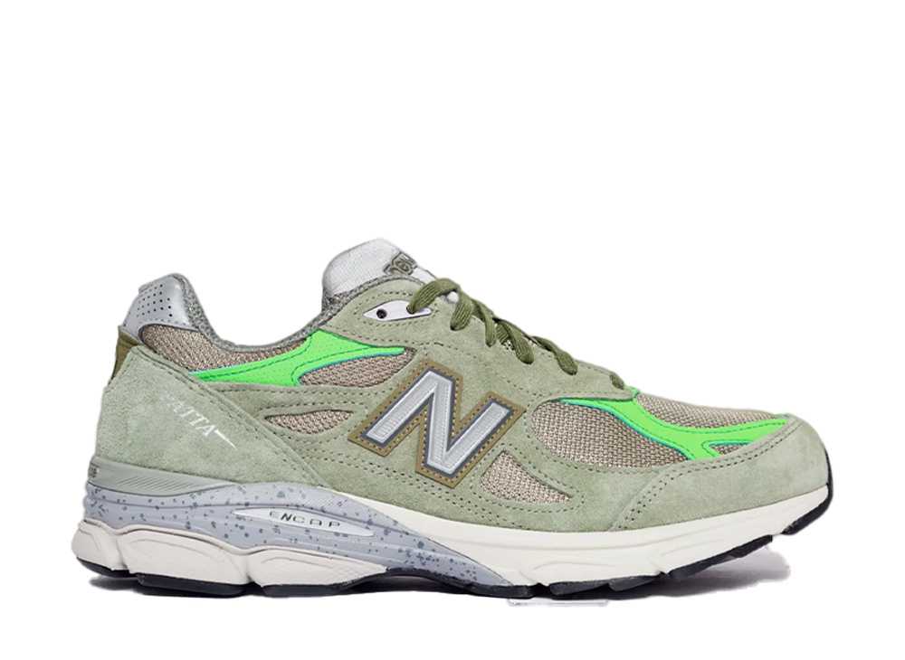 6/15【1000円割り引き引き換え証】New Balance パタ × ニュー平衡にする 990V3 守りつづける ユア 身寄り 差しかためる オリーブ ニュー平衡にする M990PP3 メンズ スニーカー 駈けっくらシューズ 21SN-M990PP3