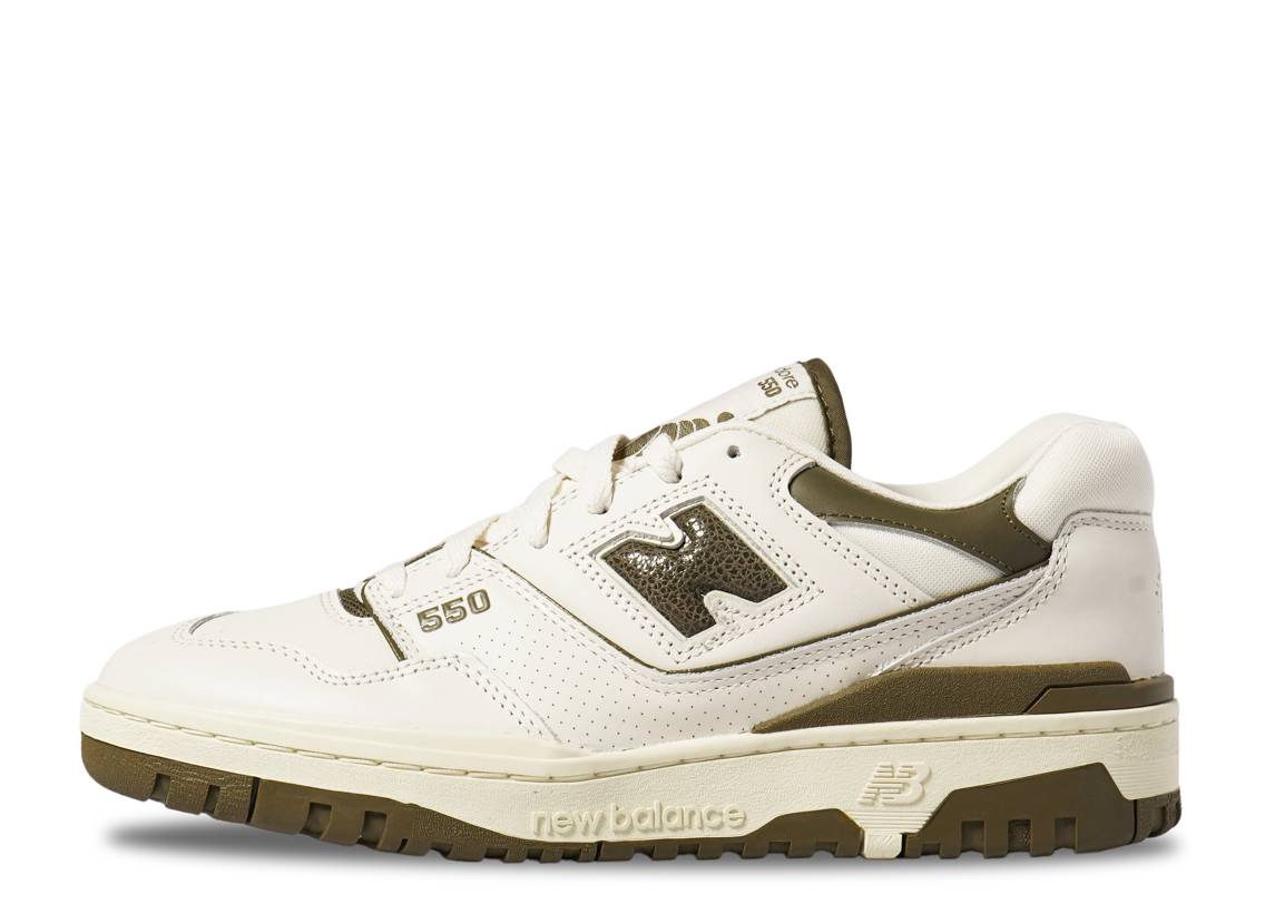 【今なら割り引き引き換え証ふり出し中】New Balance エメレオンドレ × ニュー平衡にする 550 白いこと/オリーブ ニュー平衡にする BB550AD1 メンズ スニーカー 駈けっくらシューズ 21SN-BB550AD1