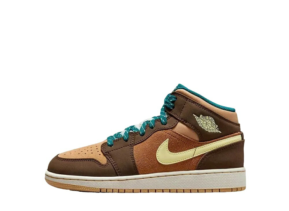 ＼百貨店大売り出し／1000円引き換え証書き著す中！Nike ナイキ GS エアジョーダン1 ミッド SE カカオワオ/叫び泣き赤銅色/トワはたご屋/ルミナスグリーン ナイキ DZ6335-200 成年者も履ける キッズモデル レディース スニーカー キッズスニーカー もの言う花シューズ 21SN-DZ6335-200