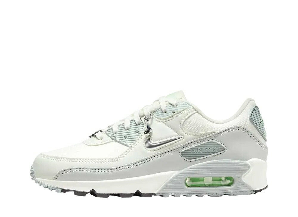 【今なら割り引き引き換え証ふり出し中】Nike ナイキ ウィメンズ 大気圏マックス90 SE セイル/シーグラス/点火装置しろがね色/メタリックシルバー ナイキ FN6948-100 ウィメンズ レディース スニーカー 駈けっくらシューズ 21SN-FN6948-100