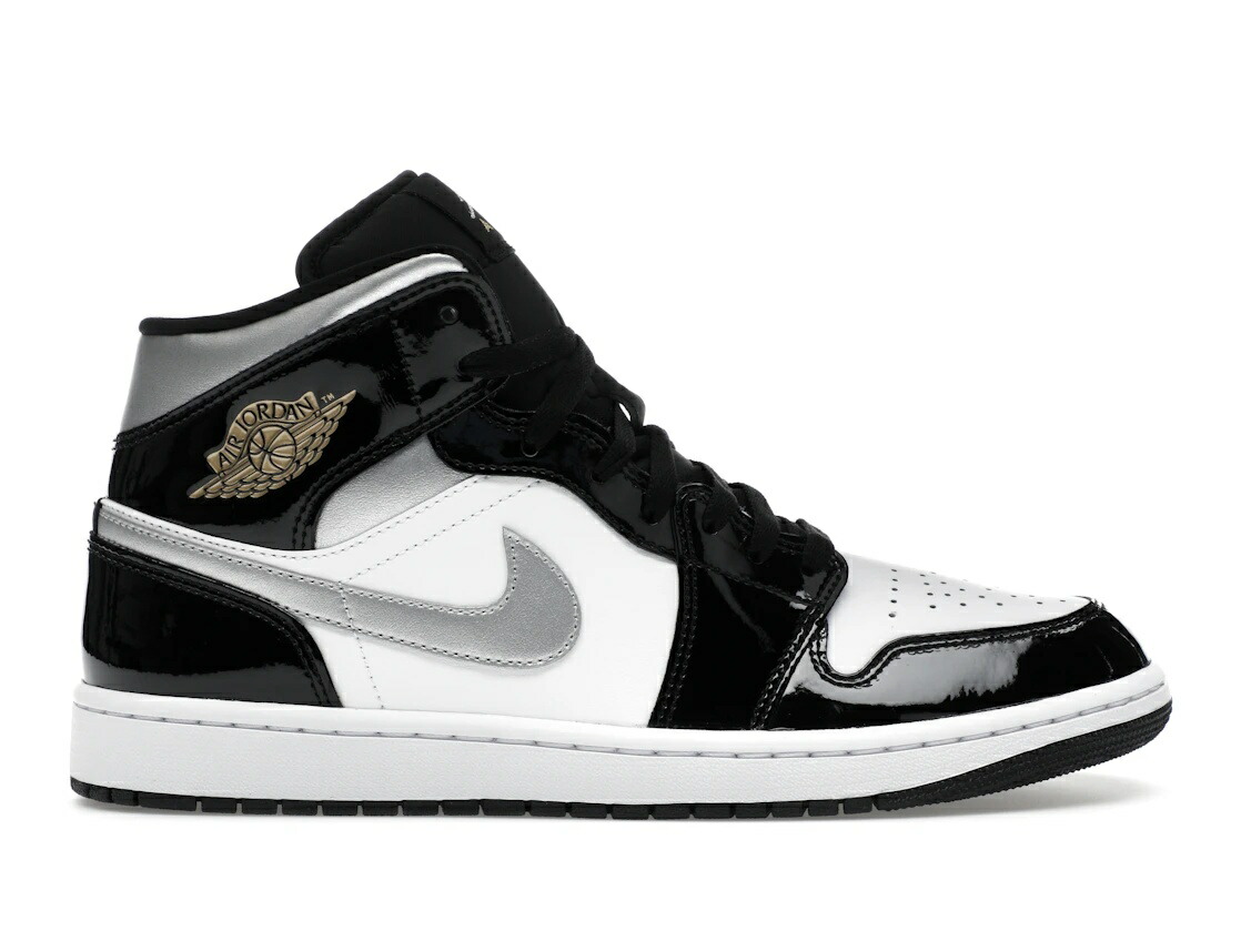 ＼百貨店大売り出し／1000円引き換え証書き著す中！Jordan Jordan 1 Mid SE Patent Black White Metallic Silver Metallic Gold Jordan HV0789-010 メンズ スニーカー 駈けっくらシューズ 19SX-20260508125615-1764