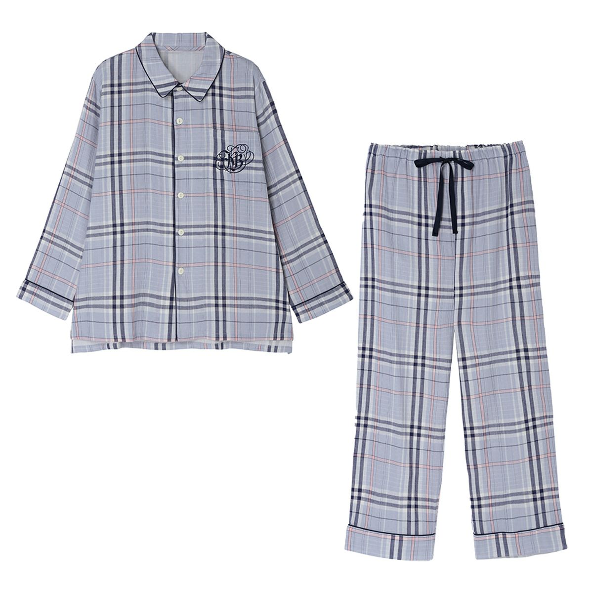 【マラソン限定クーポン対象！】 《ユニセックス》KID BLUE / キッドブルー Wガーゼラインチェック[長袖パジャマ]