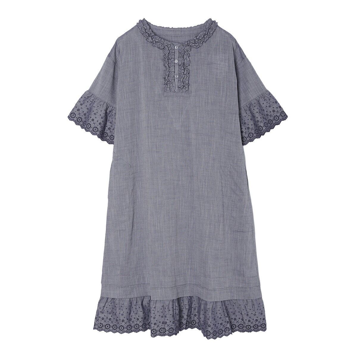KID BLUE / キッドブルー 26シャンブレーエンブN[6分袖ナイティ]｜KID BLUEキッドブルー店