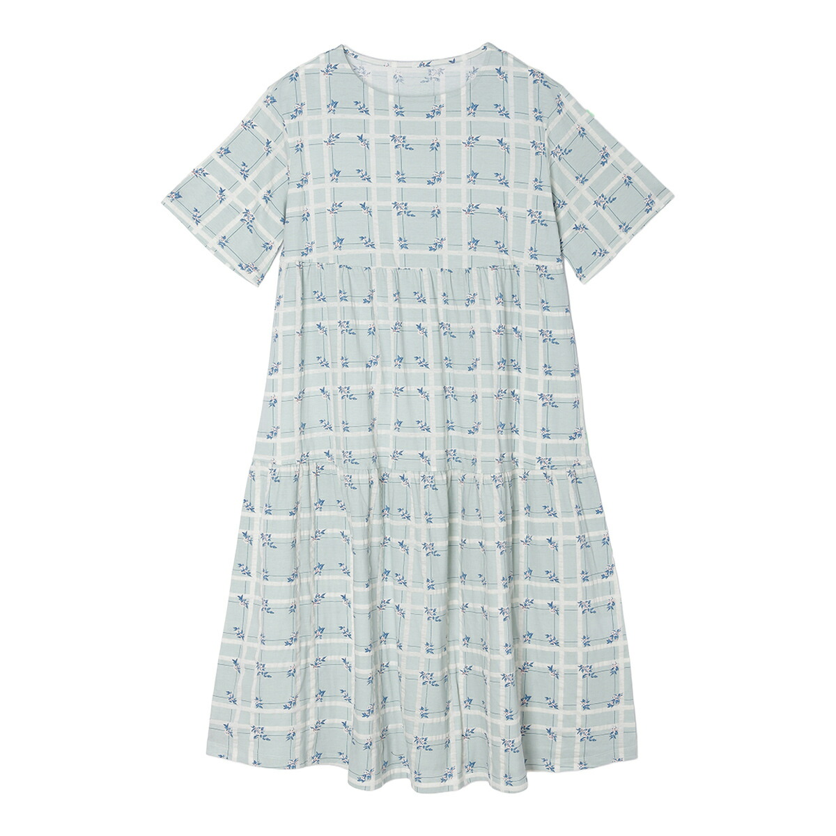 KID BLUE / キッドブルー リップルチェックフラワー天竺[5分袖ナイティ]｜KID BLUEキッドブルー店