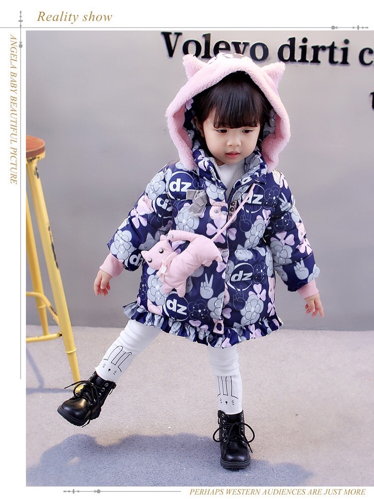 子供服 猫 ジャケット キッズ 中綿 女の子 コート あたたか 冬 ベビー総柄 ジュニア 冬コート