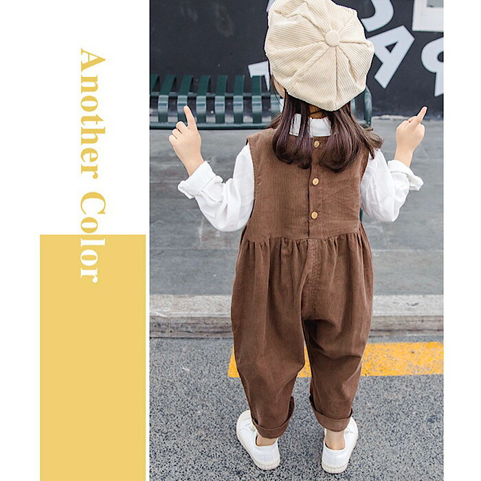 【新作】【予約品】女の子男の子男女兼用コーデュロイオーバーオールブラウンネイビー春秋冬子ども子供服韓国韓国子供服韓国ベビー服キッズカジュアルナチュラルベビー【80-130】送料無料