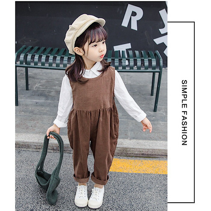 【新作】【予約品】女の子男の子男女兼用コーデュロイオーバーオールブラウンネイビー春秋冬子ども子供服韓国韓国子供服韓国ベビー服キッズカジュアルナチュラルベビー【80-130】送料無料