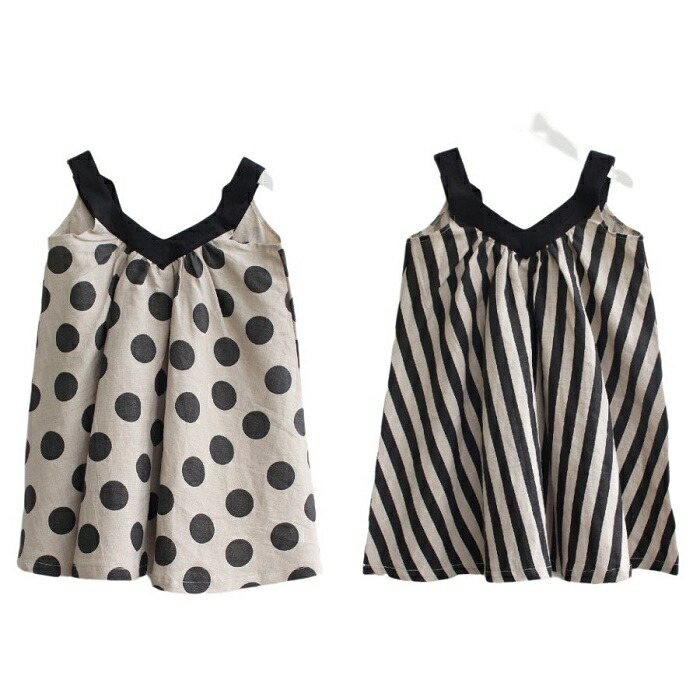親子お揃い 女の子 ワンピース ドット柄 ストライプ 水玉 キャミソールワンピース