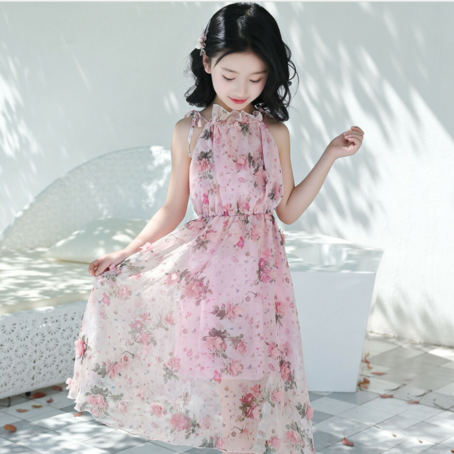 楽天市場 ワンピース キャミソールワンピース オフショルダー ノースリーブ ロングワンピース 子供服 女の子 上品 キッズ 肩出し 花柄 夏 海 シフォン素材 ビーチ リゾート 発表会 1cm 130cm 140cm 150cm 160cm 子供服 アイ