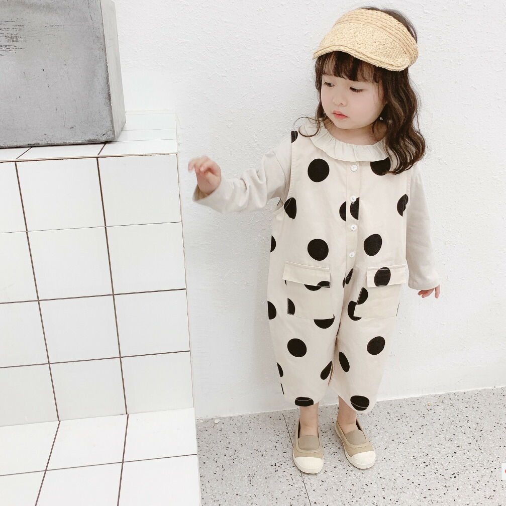 楽天市場 オーバーオール 水玉オーバーオール カバーオール 韓国子供服 繋ぎ 子供服 ドット柄 女の子 男の子 キッズ ベビー サロペット オールインワン パンツ 80cm 90cm 100cm 110cm 1cm 子供服 アイ