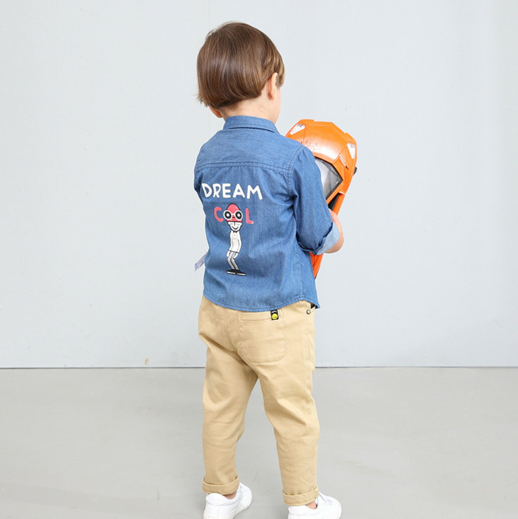 楽天市場 シャツ デニムシャツ 子供服 男の子 長袖 カジュアルシャツ トップス キッズ プリントシャツ 韓国子供服 上着 ブラウス 90 100 110 1 130 子供服 アイ
