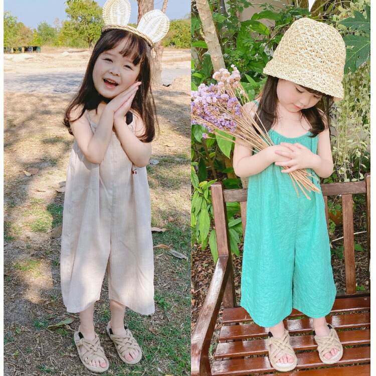 楽天市場 ワイドパンツサロペット オーバーオール ガウチョパンツ キャミソールサロペット カバーオール 韓国子供服 繋ぎ グリーン ベージュ 子供服 女の子 キッズ ベビー サロペット オールインワン 夏用 パンツ 80cm 90cm 100cm 110cm 1cm 130cm 子供服 アイ