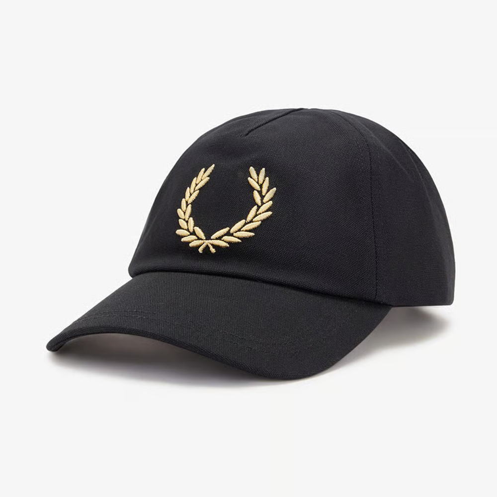 フレッドペリー FRED PERRY 帽子 ボールド ブランディング キャンバス キャップ Bold Branding Canvas Cap HW2307 90A(ブラック/シャンパーニュ)【GKOG】|すにーかー倉庫 きっず店