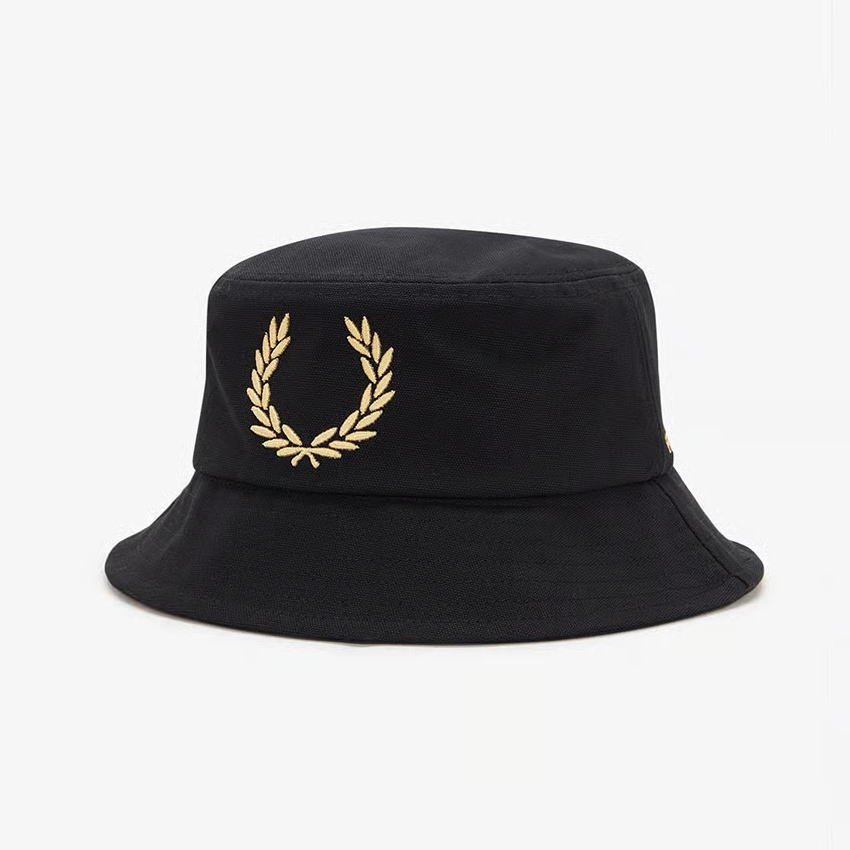 フレッドペリー FRED PERRY 帽子 ボールド ブランディング キャンバス バケットハット Bold Branding Canvas Bucket Hat ブラック/シャンパーニュ HW2308 90A【GKOG】