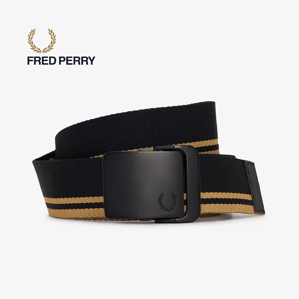 ４月限定！最大全額ポイント還元※要エントリー フレッドペリー FRED PERRY ティプト ウェビング ベルト Tipped Webbing Belt ブラック/シャンパン BT2249 157【GKOH】