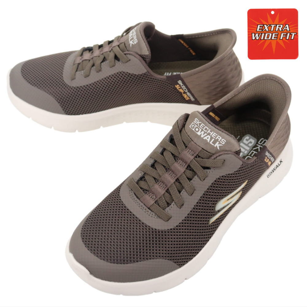４月限定！最大全額ポイント還元※要エントリー スケッチャーズ SKECHERS スニーカー ゴーウォークフレックス GO WALK FLEX ブラウン BRW 216324WW【GJOM】