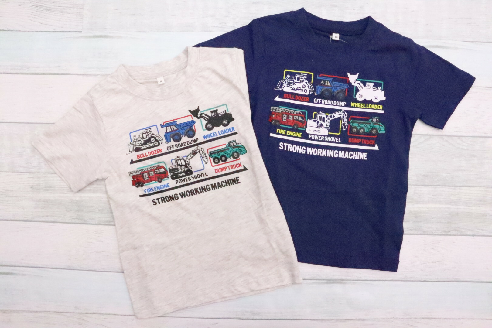 働く車 半袖 Tシャツ 100cm 110cm 120cm 130cm ショベルカー ハシゴ消防車 トラック 綿100％ かっこいい 工事車両 トップス キッズ 子供服 男の子 夏 ブルドーザー パトカー 乗り物 男児 トップス 海
