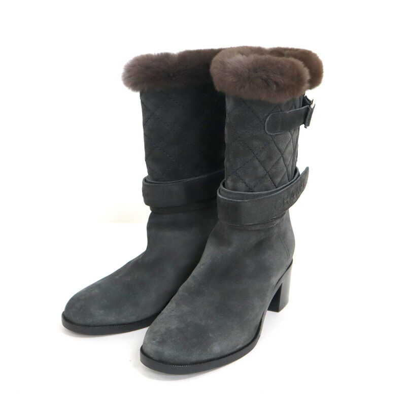 楽天市場】シャネル ムートンブーツ ココマーク レザー ブラウン系 A