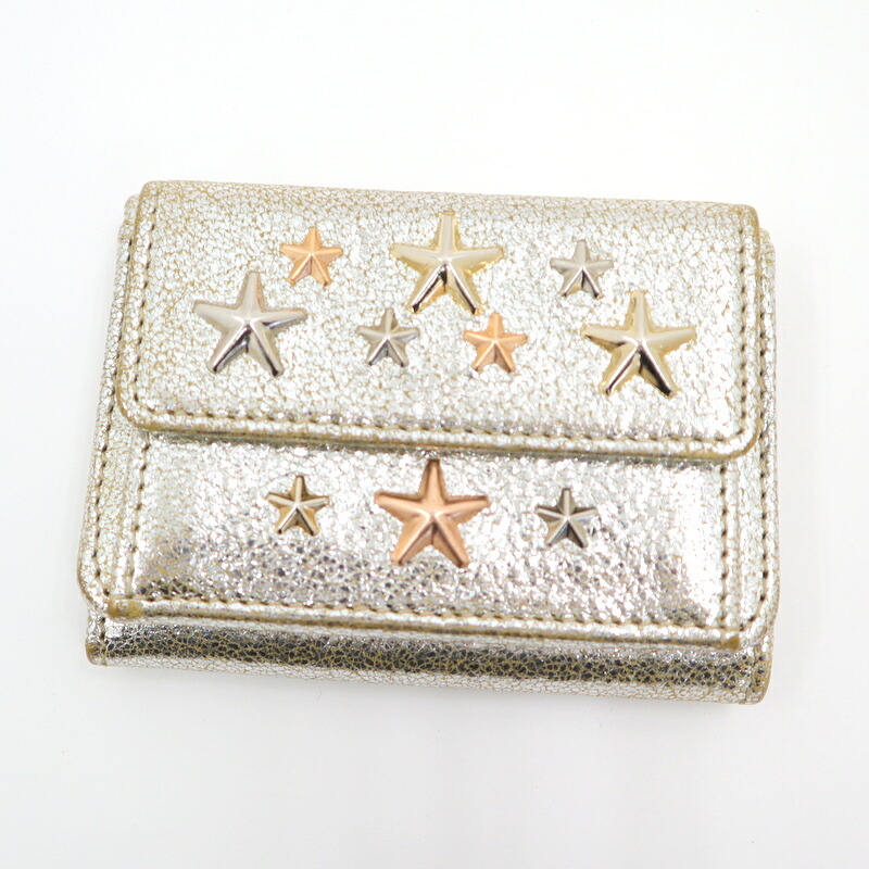 ジミーチュウ　三つ折り財布　ゴールド JIMMY CHOO ジミーチュウ 財布 三つ折り Jimmy Choo NEMO AMP