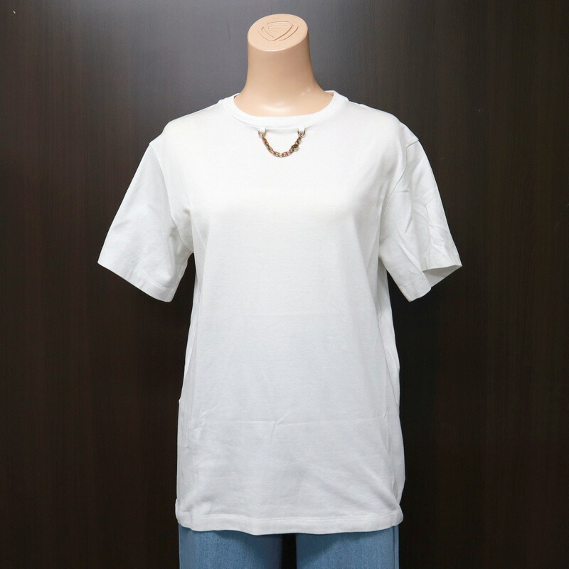 ルイヴィトン チェーンディテール クルーネック 半袖Ｔシャツ コットン ホワイト 新品 ルイ ヴィトン LOUIS VUITTON チェーンディテール Tシャツ