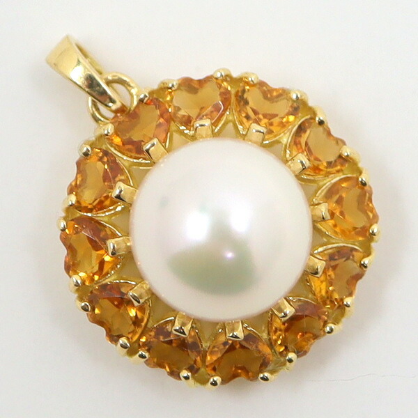 K18YG パール色石デザイン トップ イエローゴールド 1.00ct パール:8mm 2.9g kr05755ik