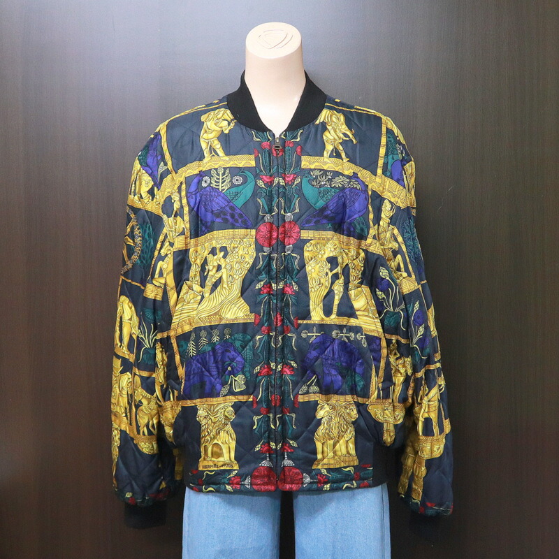楽天市場】HERMES エルメス ジャケット 総柄 リバーシブル シルク
