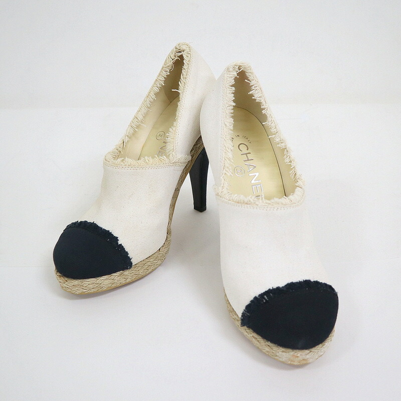 CHANEL ベージュ・黒 ミュール 35 楽天市場】【シャネル】Chanel パールヒール パンプス ミュール
