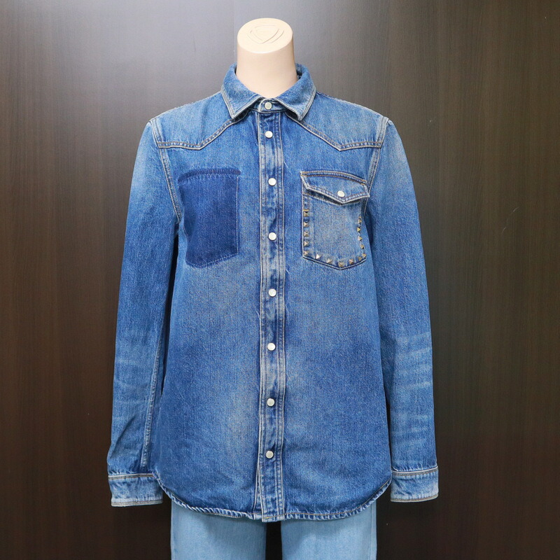 【極美品】VALENTINO デニムジャケット ブルー 34 M ロゴ VALENTINO GARAVANI 【超美品】ヴァレンティノ ロゴシグネチャー