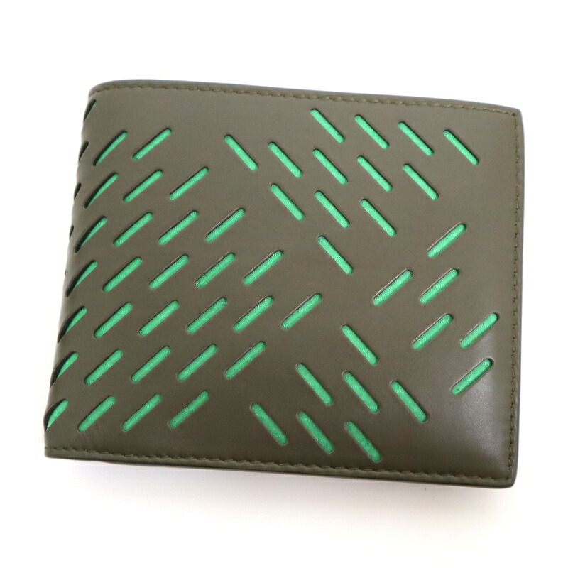 【極美品】ボッテガヴェネタ カセット コンパクトウォレット 三つ折り グリーン BOTTEGA VENETA ボッテガ コンパクトウォレット 三つ折り