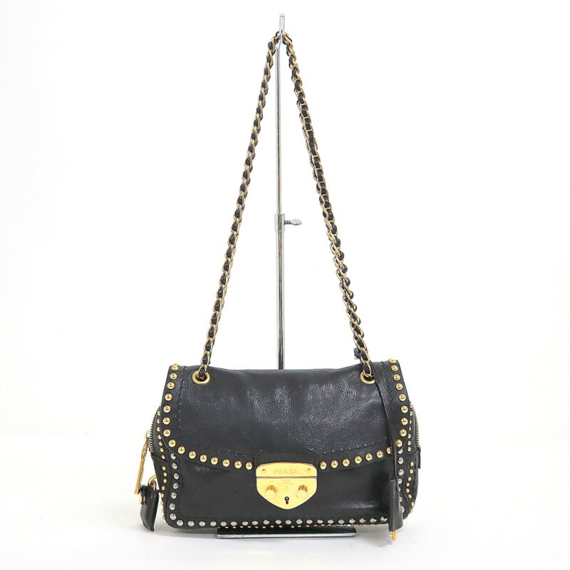 ☆PRADA☆プラダ☆ゴールド ロゴチェーンショルダーバッグ 希少 プラダ ゴールドチェーン ショルダーバッグ ナイロン