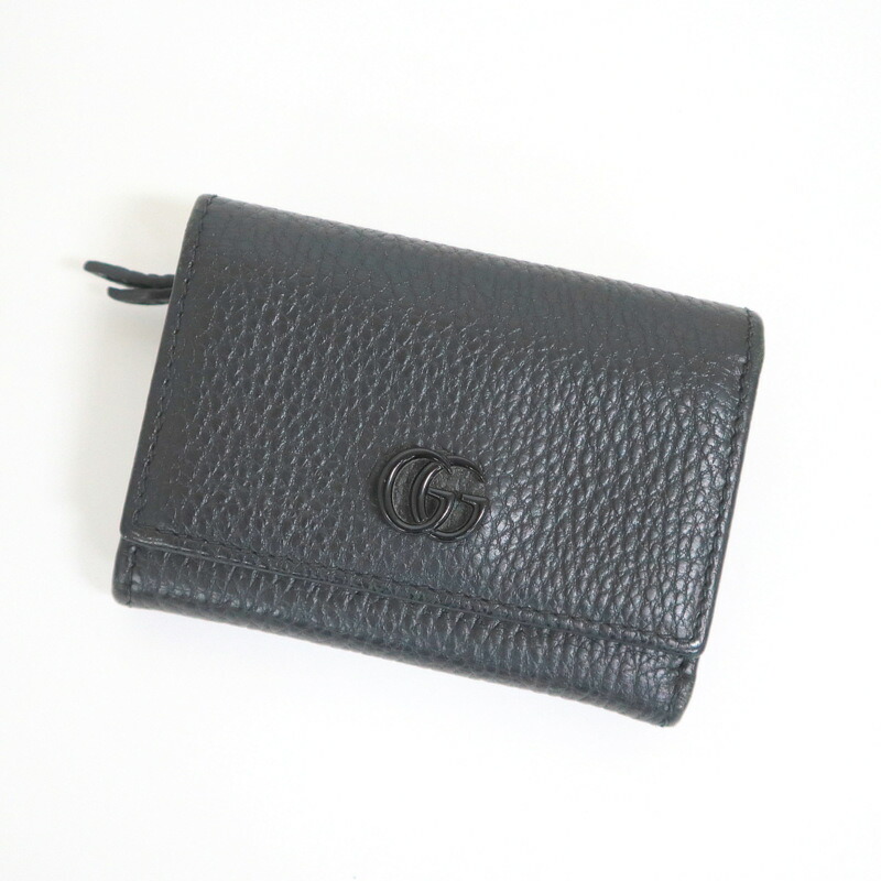 GUCCI 三つ折り財布 GGロゴ 黒 レザー 736151-0e8ig-1000-1.jpg