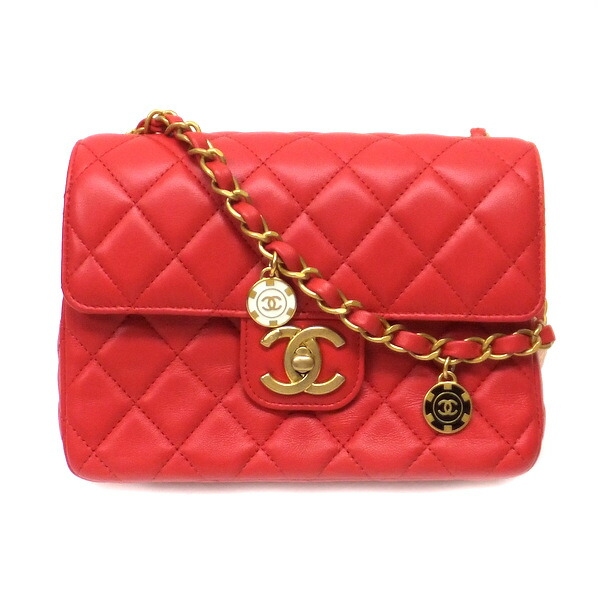 【美品・鑑定済み】CHANEL ウエストポーチ　ココマーク　チェーン　レッド CHANEL（シャネル） ココマーク チェーン ショルダーバッグ レッド