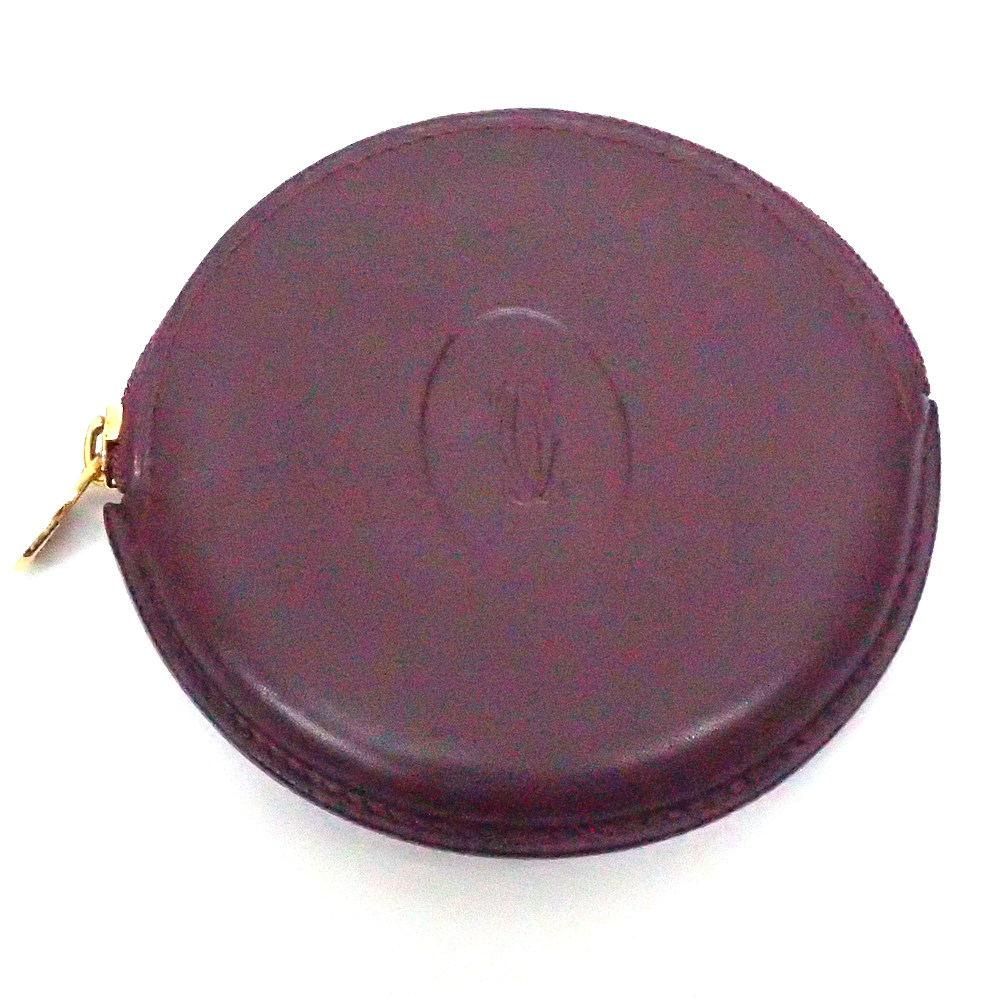 美品 Cartier カルティエ 硬貨場合 帆檣 ボルドー 葡萄酒レッド ゴールド金具 小ささ金入れ ウォレット セレブ愛用 k0251 中古 Nyheimlodge No