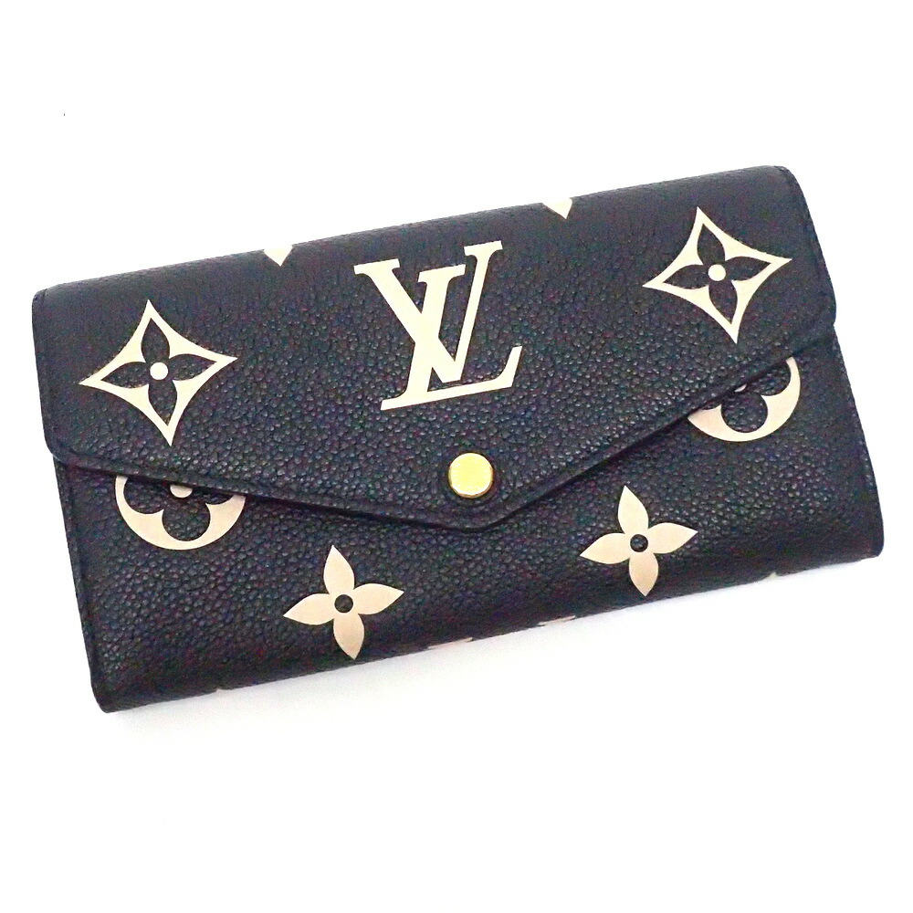 美品 Louis Vuitton ルイヴィトン バイカラー モノグラム アンプリファイアーラント ポルトフォイユ サラ M Ca0231 真っ黒 ベージュ 舵付添リーダー銭入 二つたたみ目 ウォレット サーキットボード お守 硬貨 小ささ財布 レディース k0251 中古 Inebe Com Ge