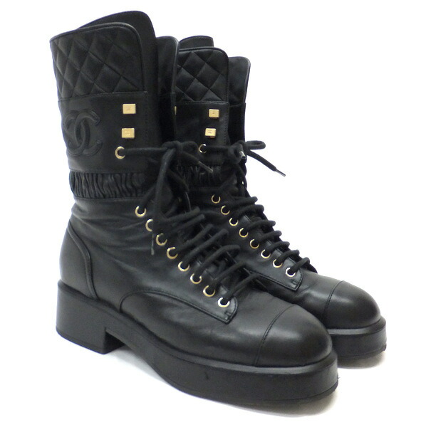 楽天市場】【靴】CHANEL シャネル ココマーク ショートブーツ PATENT