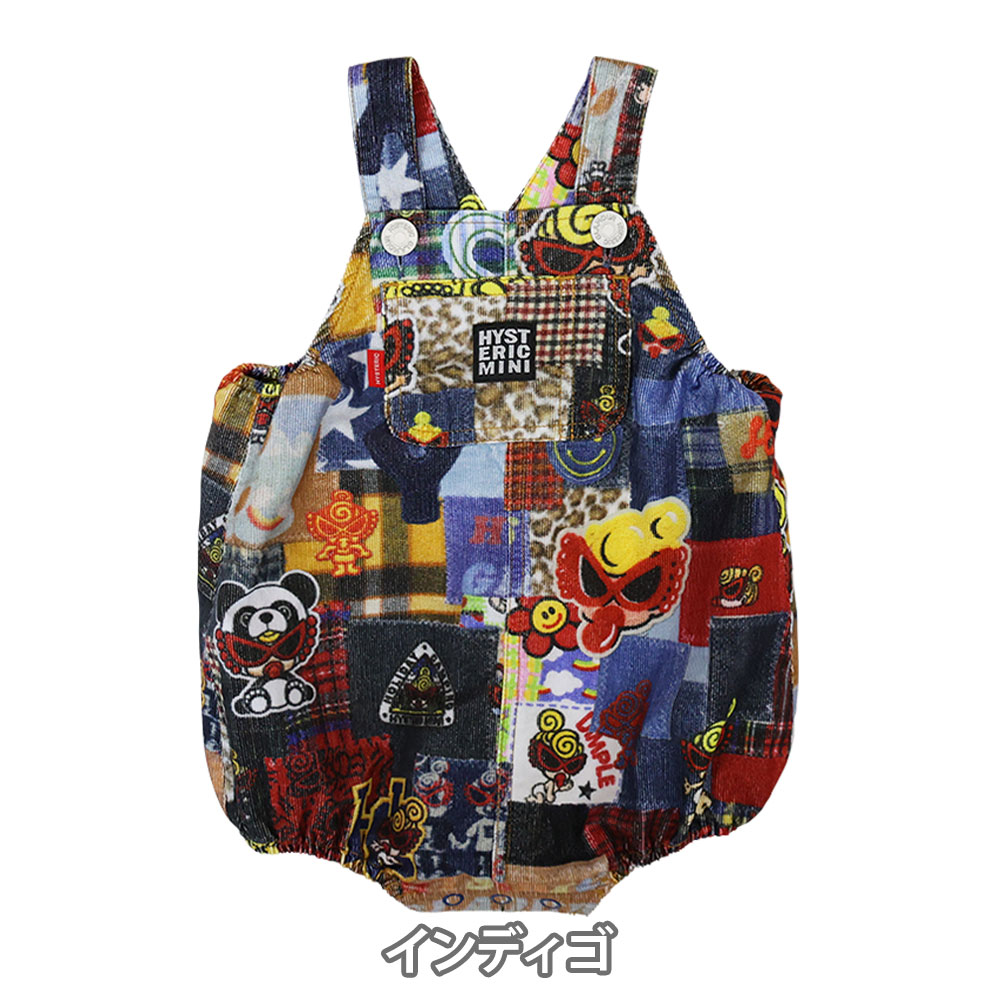 HYSTERIC MINI オーバーオール Sサイズ HYSTERIC MINI（ヒステリックミニ）の「MINI FACE＆LOGO総柄刺繍