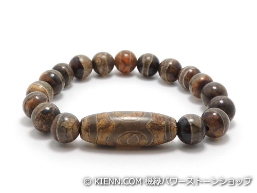 エスニックブレスレット・アジアンパワーストーン 西蔵天珠(三眼)AAAA25粍 西蔵天珠(一線)AAAA8粍 金運 [大きさ選べる][日本製][貨物輸送無料] (11220)