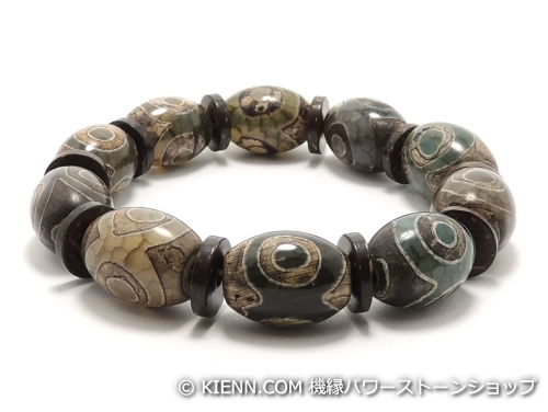エスニックブレスレット・アジアンパワーストーン(メンズ) 西蔵天珠(三眼)AAAAナツメ玉16粍 ココナツ名取り草10粍 金運 ワンカラーブレス [大きさ選べる][日本製][貨物輸送無料] (11234)